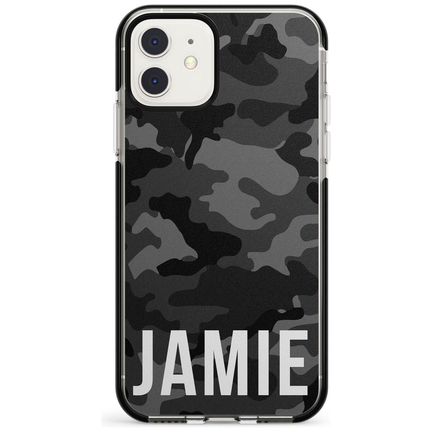 Personalisierter Name im schwarzen Camouflage-Muster (horizontal)