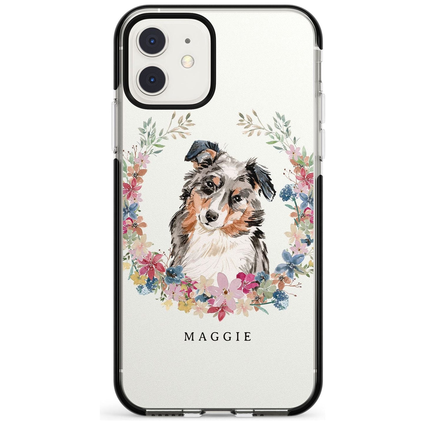 Personalised Australian Shepherd Floral Portrait