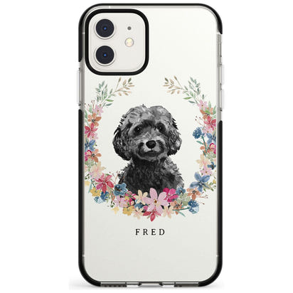 Personalised Black Cockapoo Floral Portrait