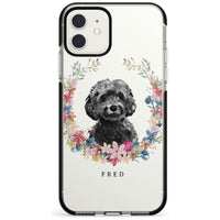 Personalised Black Cockapoo Floral Portrait