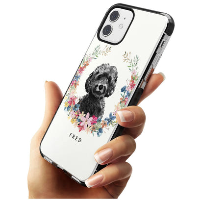 Personalised Black Cockapoo Floral Portrait