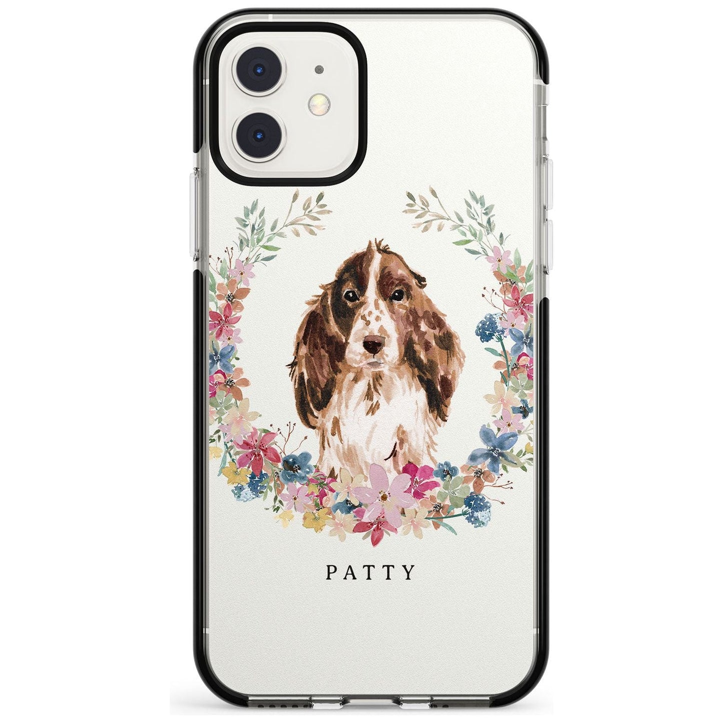 Personalised Cocker Spaniel Floral Portrait