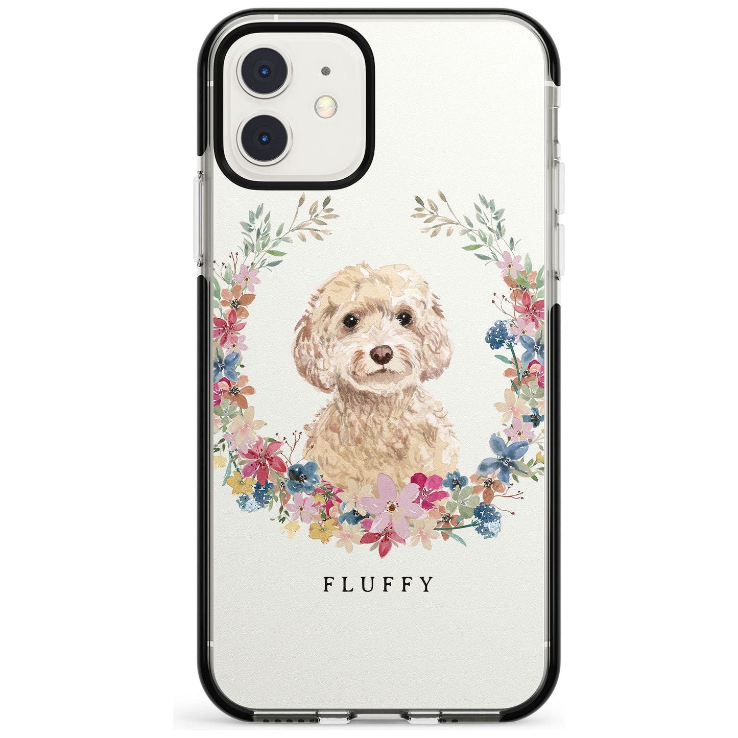Personalised Champagne Cockapoo Floral Portrait