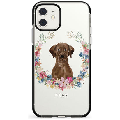 Personalised Chocolate Labrador Floral Portrait