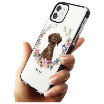 Personalised Chocolate Labrador Floral Portrait
