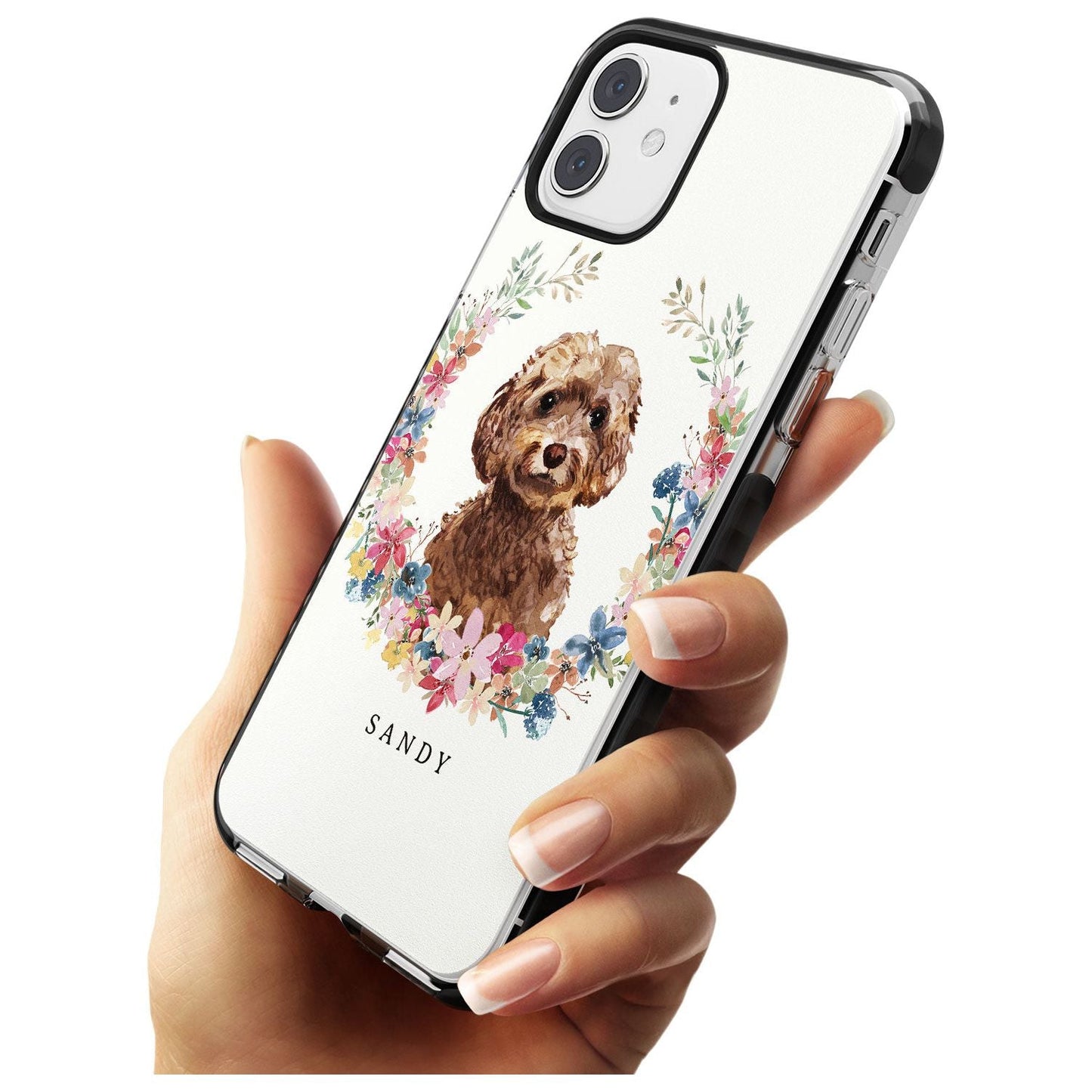 Personalised Brown Cockapoo Floral Portrait