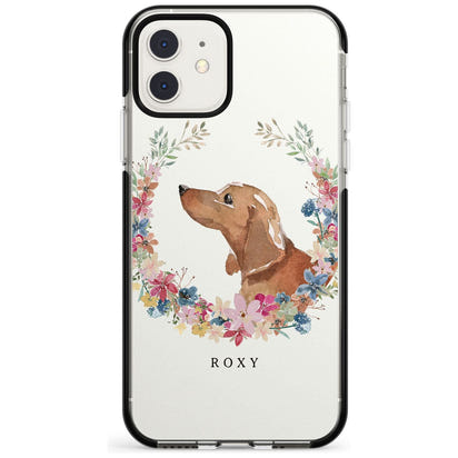 Personalised Tan Dachshund Floral Portrait