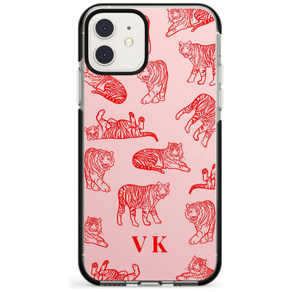Personalised Red Tiger Outlines On Pink