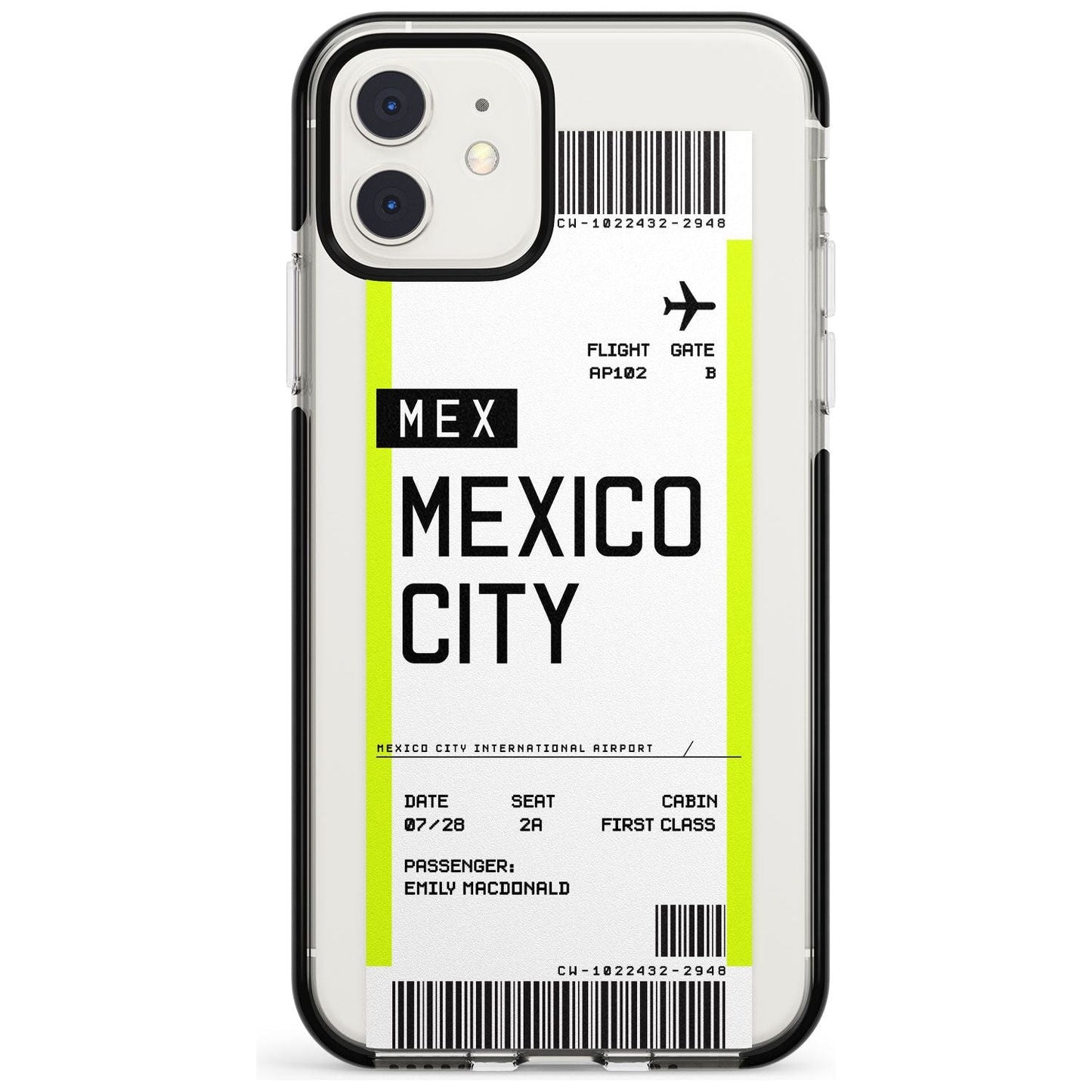 Carte d'embarquement personnalisée pour Mexico