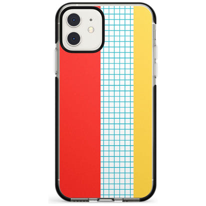 Grille abstraite rouge, bleue, jaune