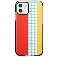 Grille abstraite rouge, bleue, jaune