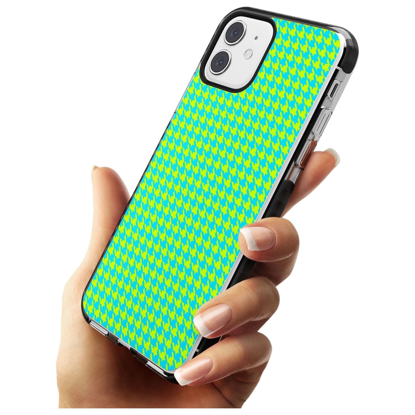 Neon Lime & Turquoise Houndstooth