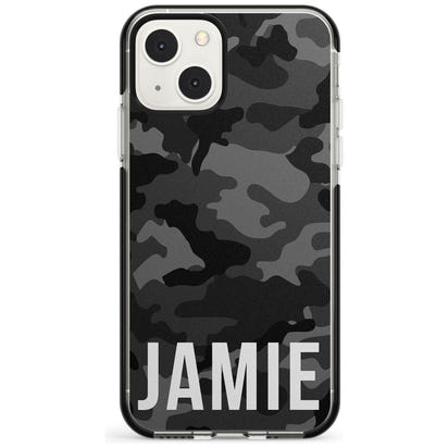 Personalisierter Name im schwarzen Camouflage-Muster (horizontal)