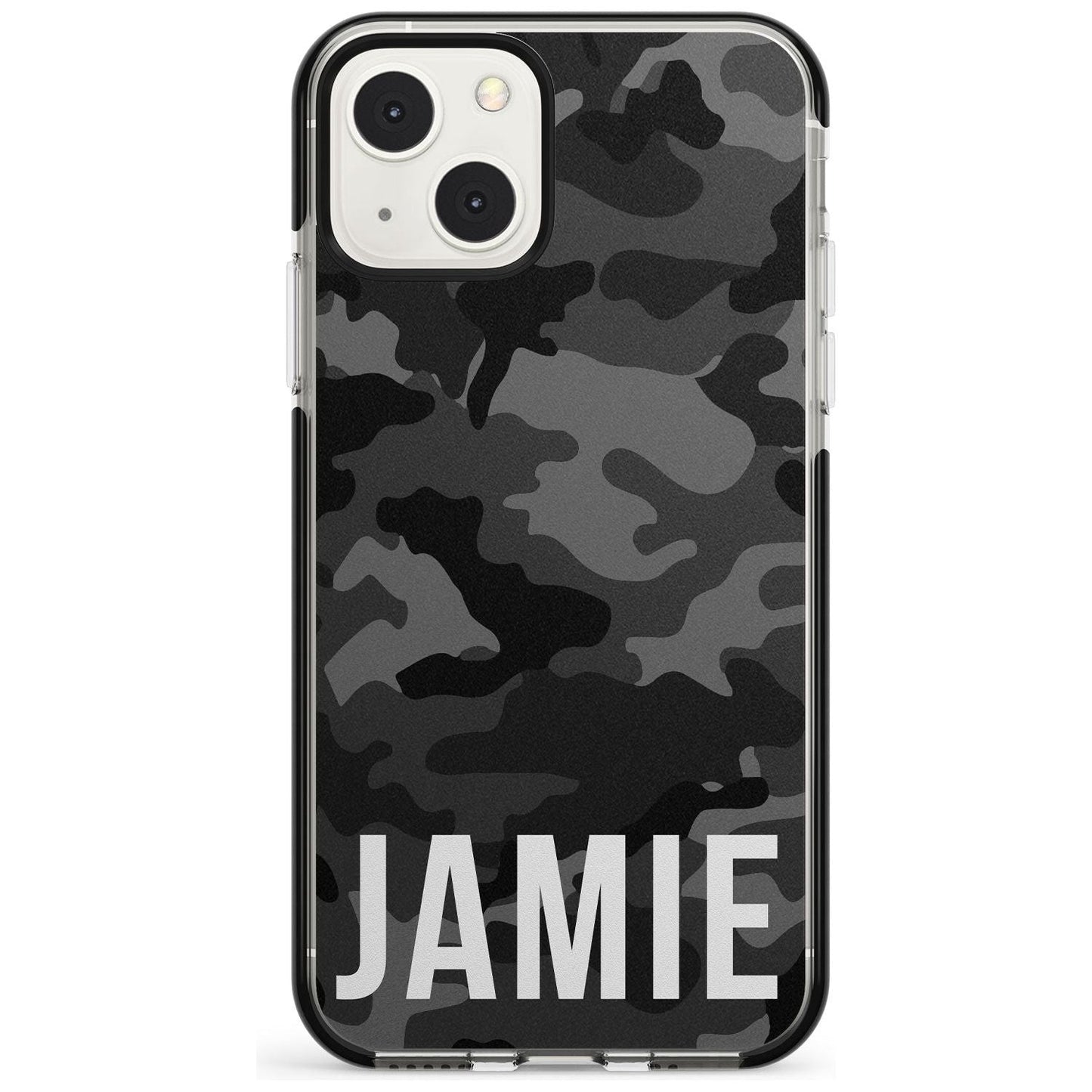 Personalisierter Name im schwarzen Camouflage-Muster (horizontal)