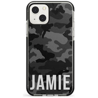 Personalisierter Name im schwarzen Camouflage-Muster (horizontal)