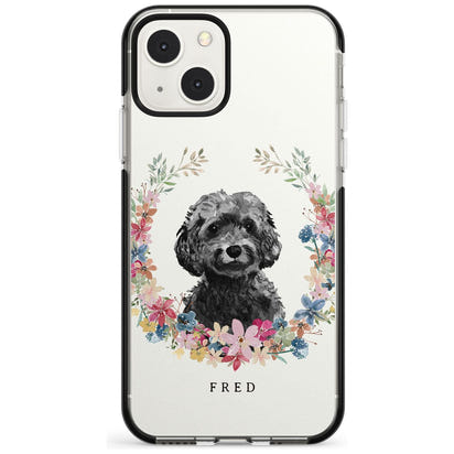 Personalised Black Cockapoo Floral Portrait