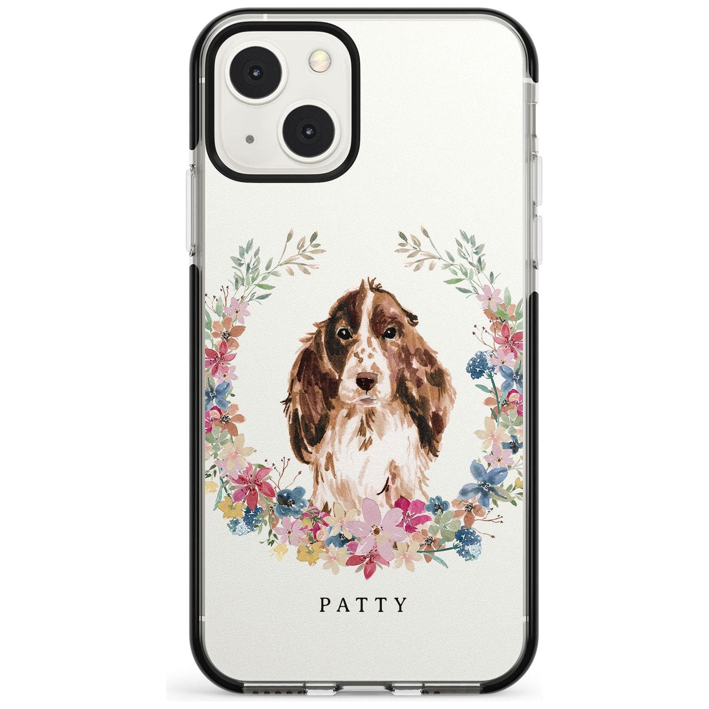 Personalised Cocker Spaniel Floral Portrait