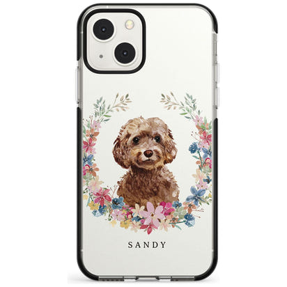 Personalised Brown Cockapoo Floral Portrait