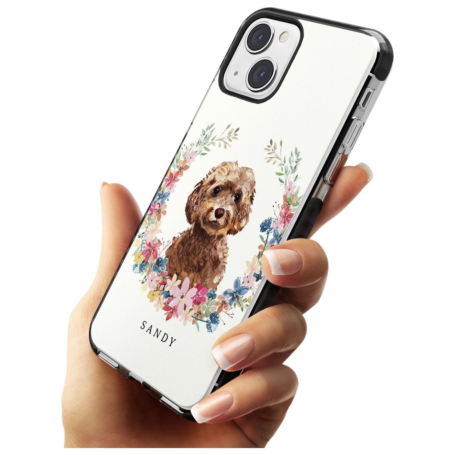 Personalised Brown Cockapoo Floral Portrait