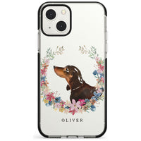 Personalised Black & Tan Dachshund Floral Portrait