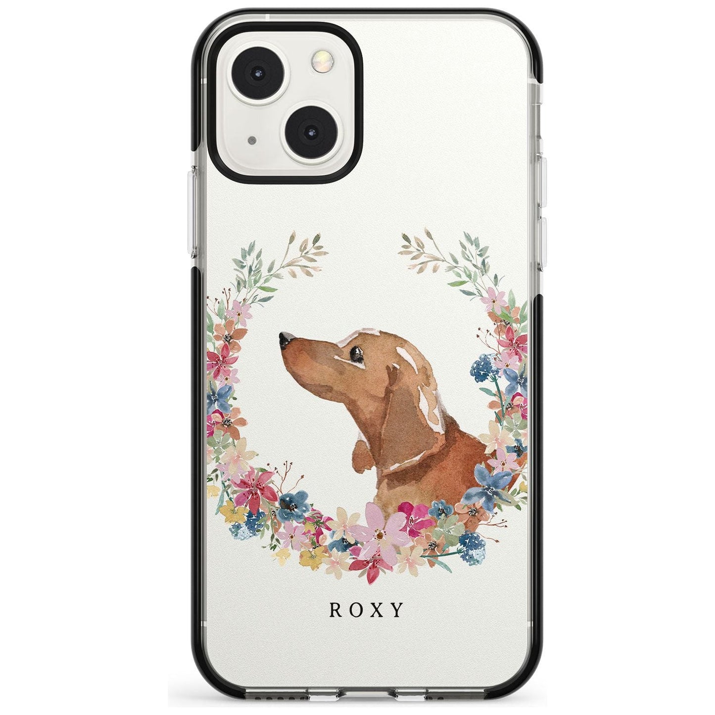 Personalised Tan Dachshund Floral Portrait