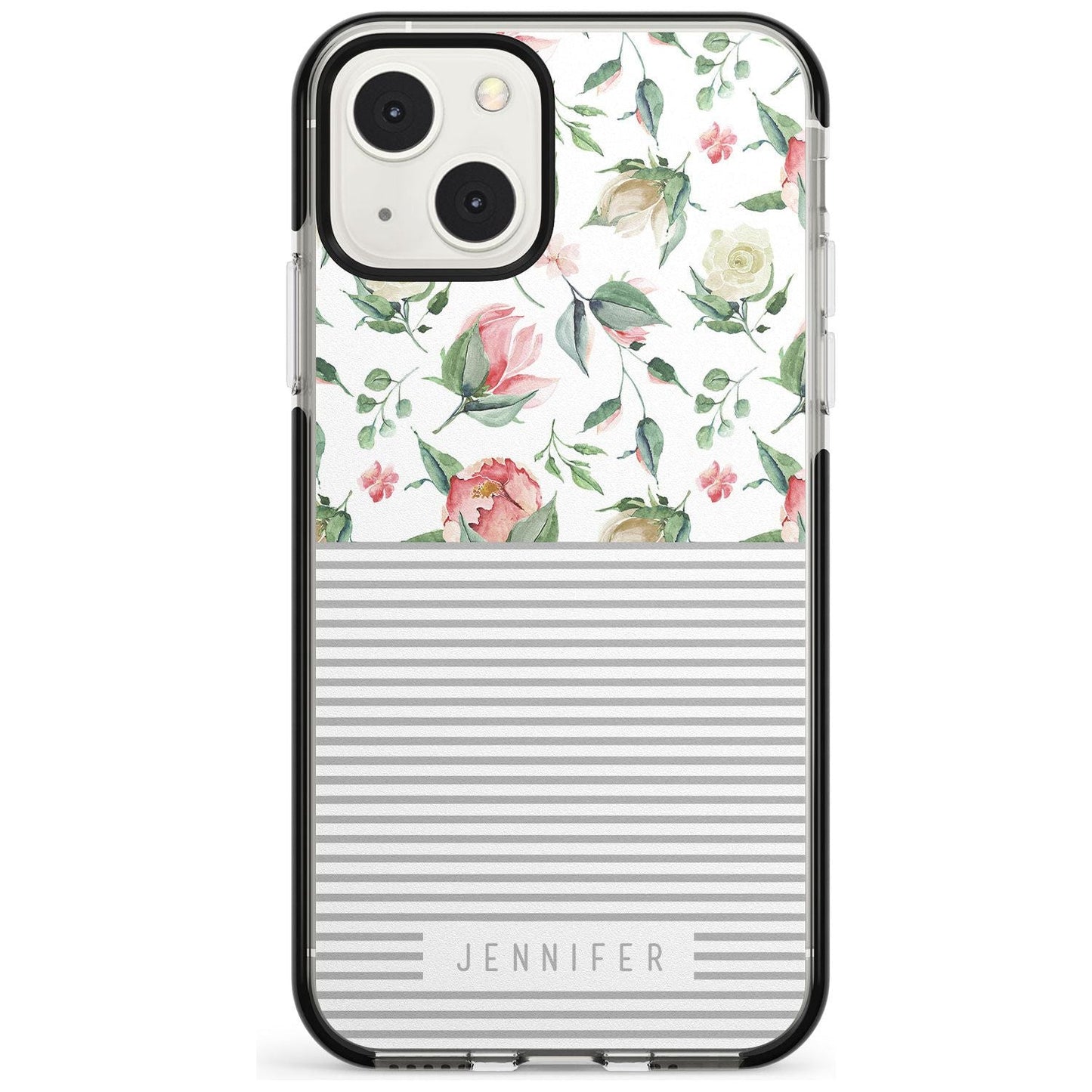 Personalised Light Floral Pattern & Stripes