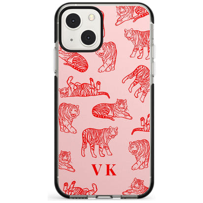 Personalised Red Tiger Outlines On Pink
