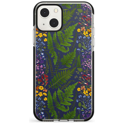 Busy Floral And Fern Design Navy