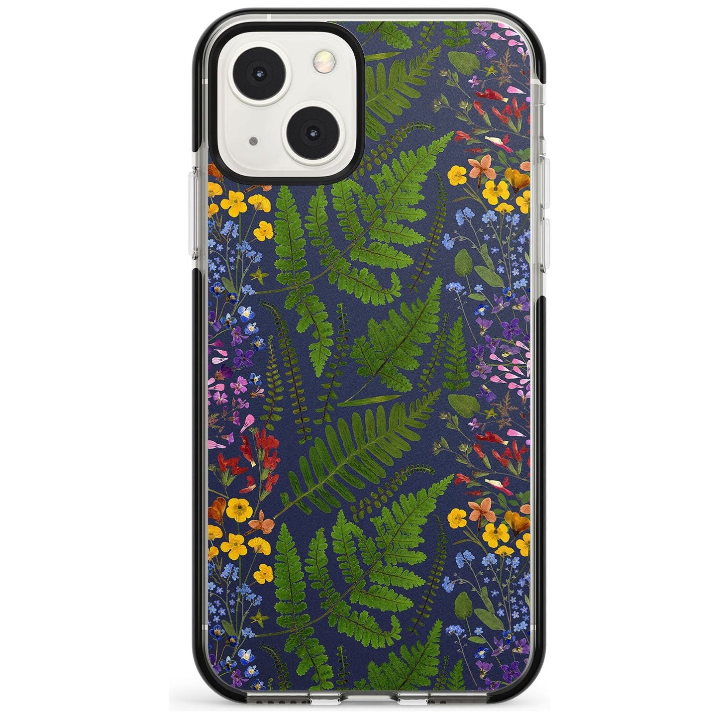 Busy Floral And Fern Design Navy