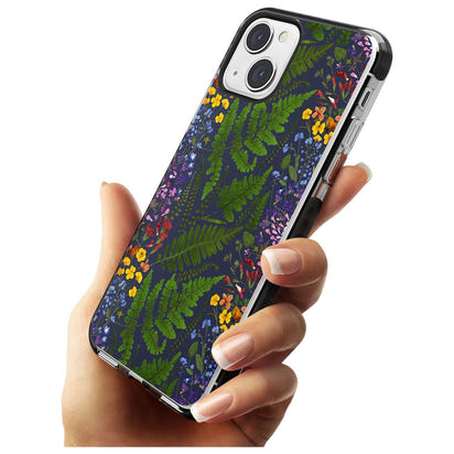 Busy Floral And Fern Design Navy