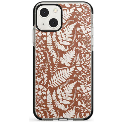 Fleurs sauvages et fougères sur terre cuite