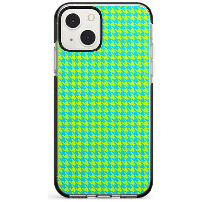 Neon Lime & Turquoise Houndstooth