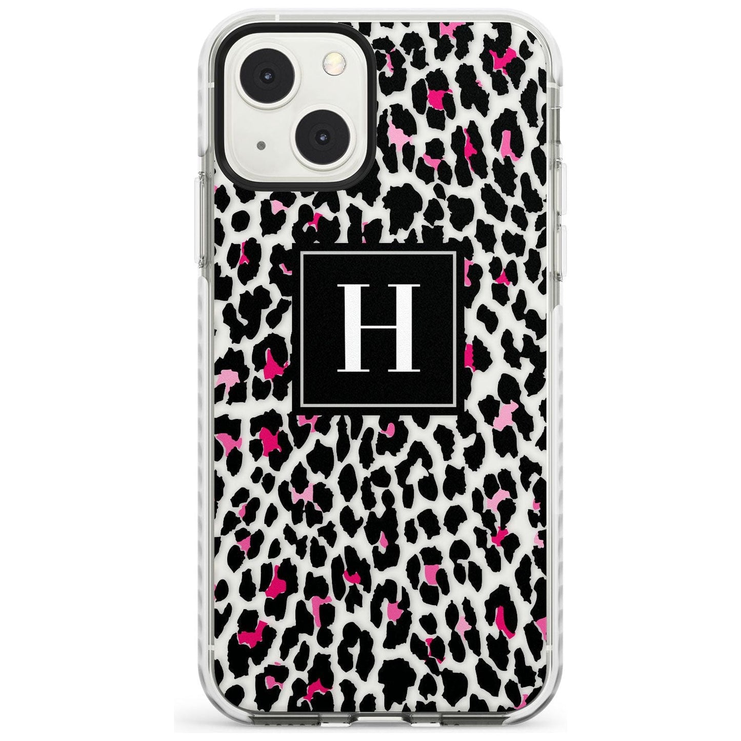 Personalised Clear Pink Leopard Monogram