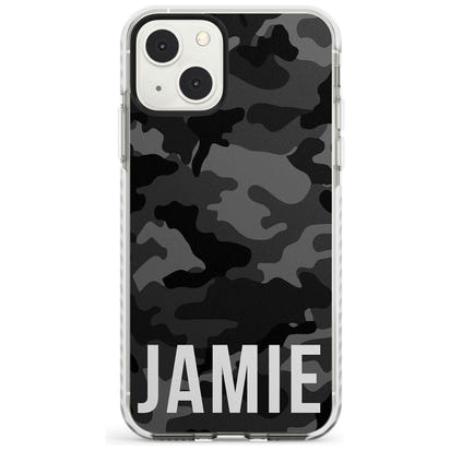 Personalisierter Name im schwarzen Camouflage-Muster (horizontal)