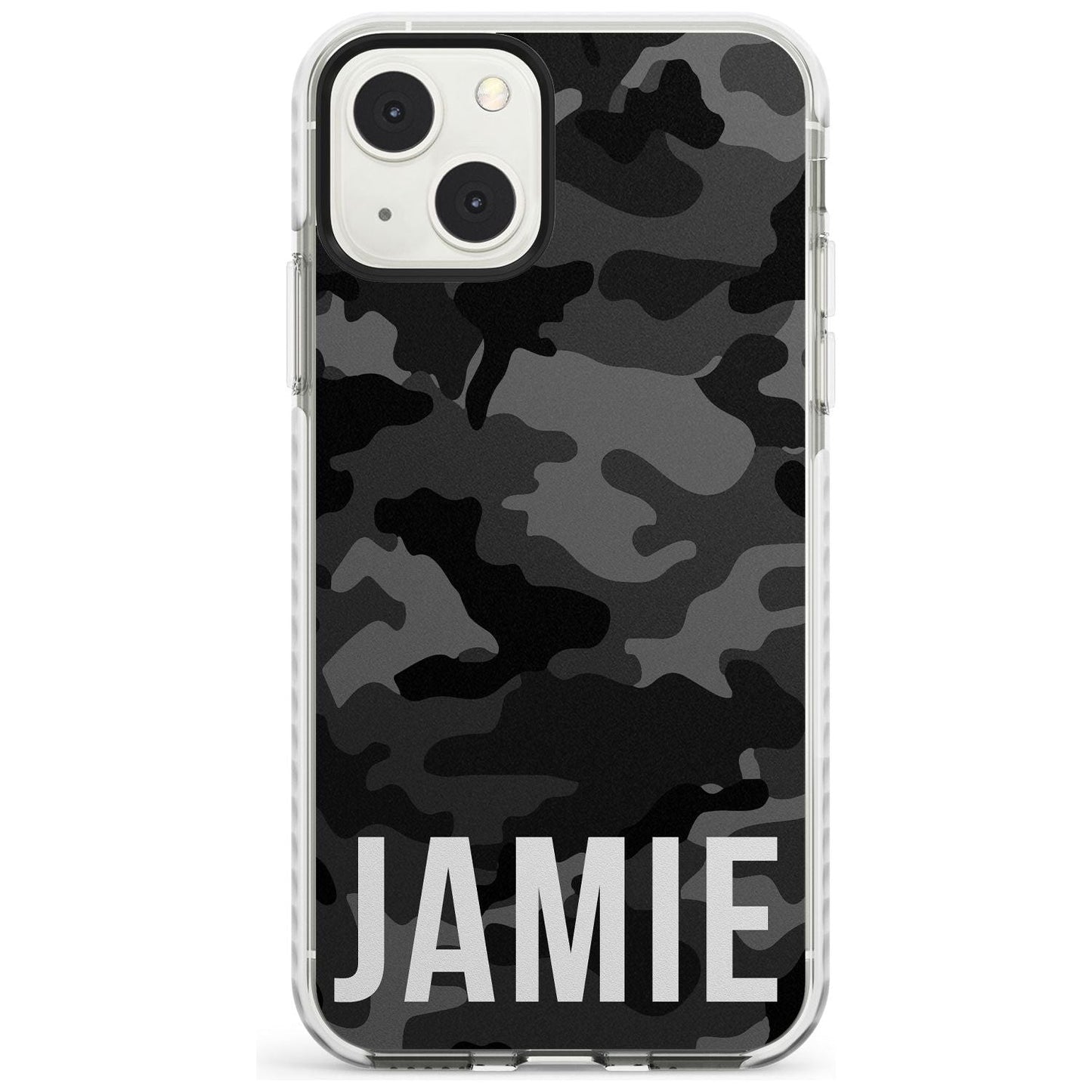 Personalisierter Name im schwarzen Camouflage-Muster (horizontal)
