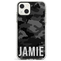 Personalisierter Name im schwarzen Camouflage-Muster (horizontal)