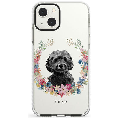 Personalised Black Cockapoo Floral Portrait