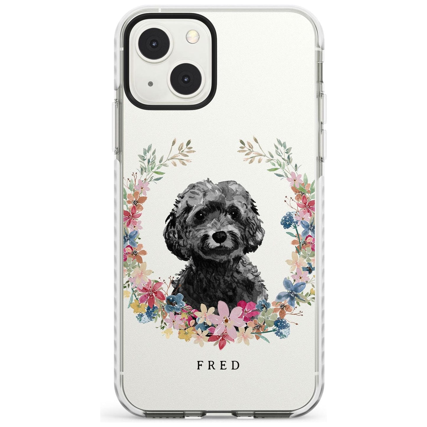 Personalised Black Cockapoo Floral Portrait