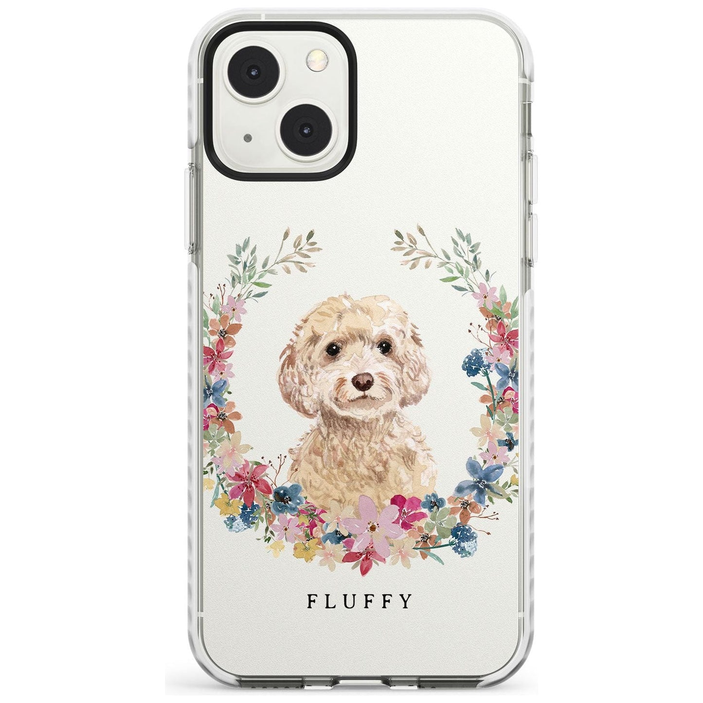 Personalised Champagne Cockapoo Floral Portrait
