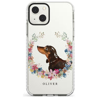 Personalised Black & Tan Dachshund Floral Portrait