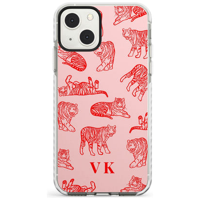 Personalised Red Tiger Outlines On Pink