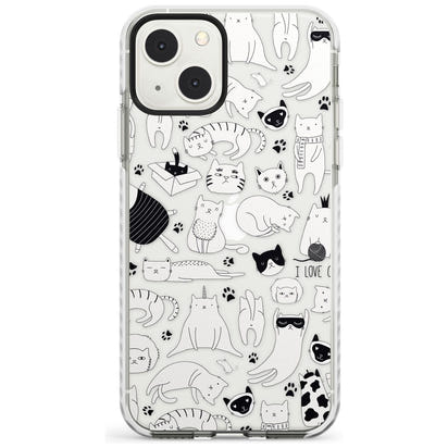 Cartoon Cat Collage Black & White