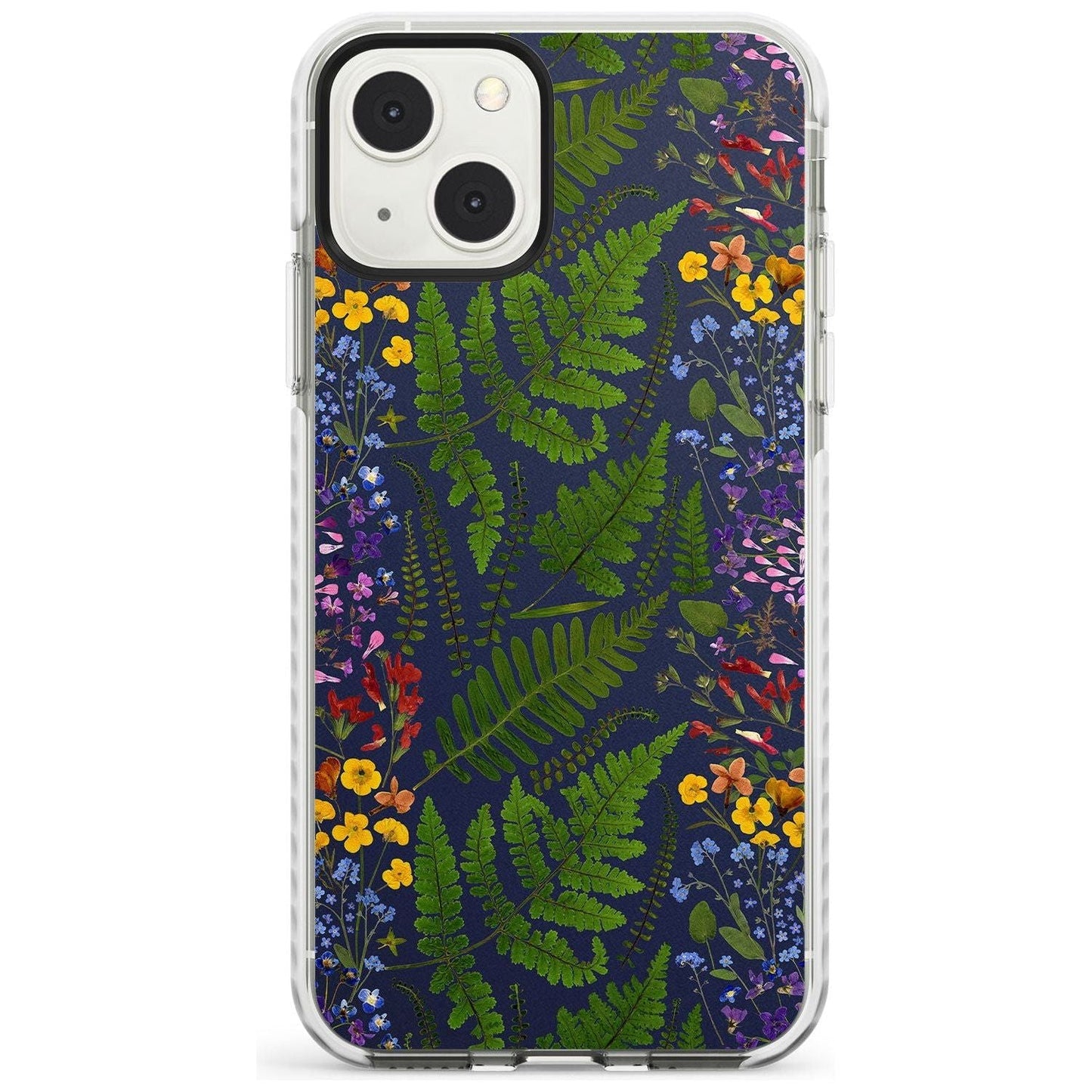 Busy Floral And Fern Design Navy