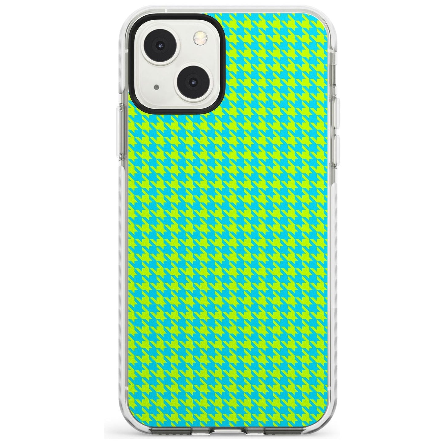 Neon Lime & Turquoise Houndstooth