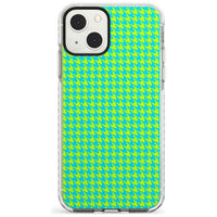 Neon Lime & Turquoise Houndstooth