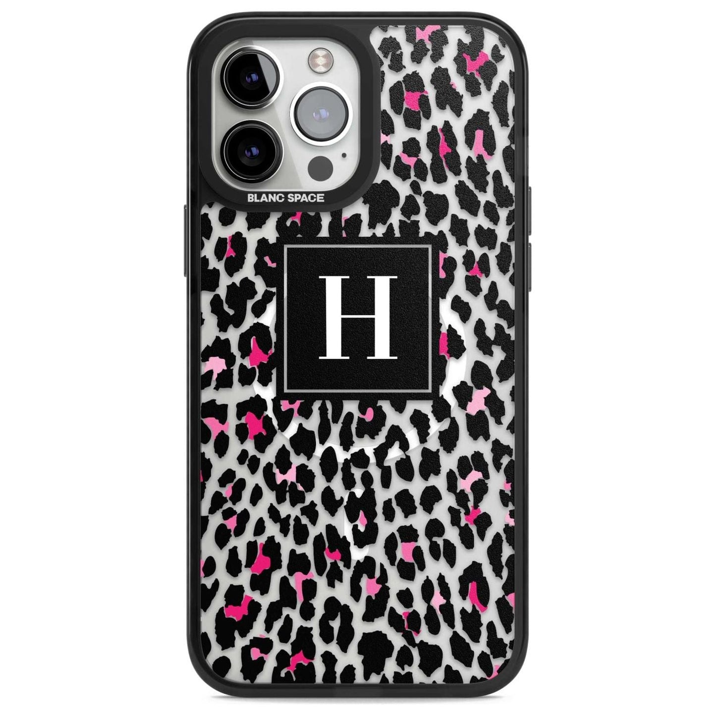 Personalised Clear Pink Leopard Monogram