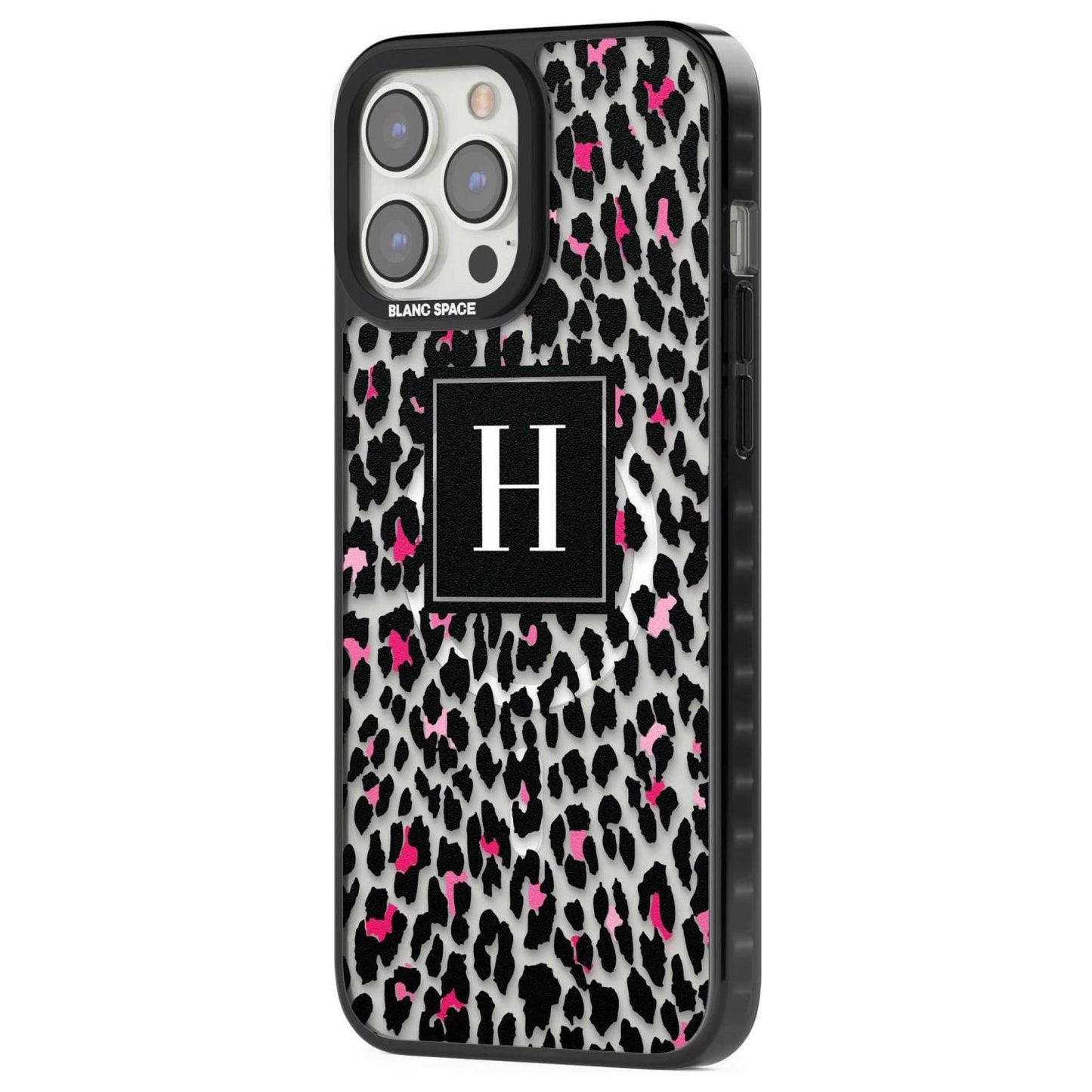 Personalised Clear Pink Leopard Monogram
