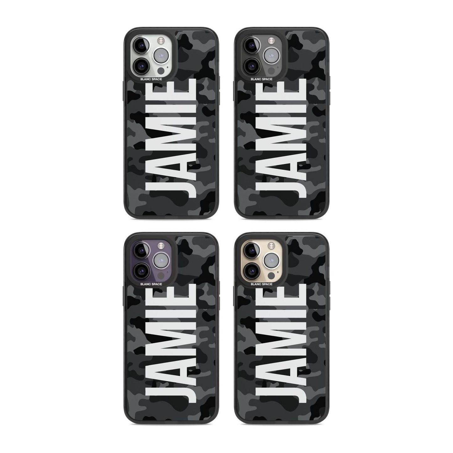 Personalised Black Camo Name Vertical