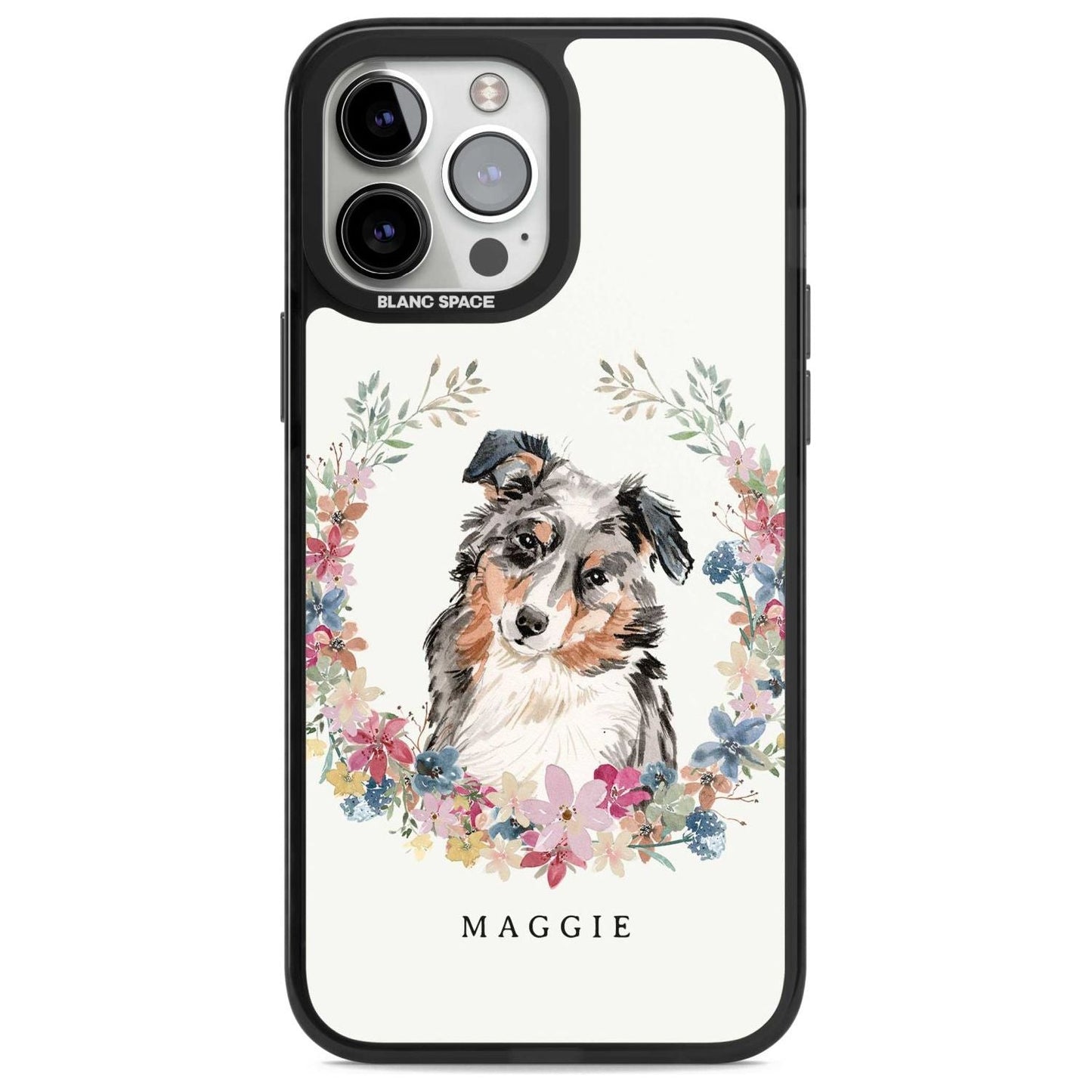 Personalised Australian Shepherd Floral Portrait