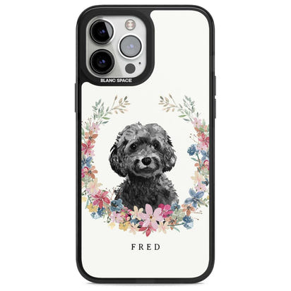Personalised Black Cockapoo Floral Portrait